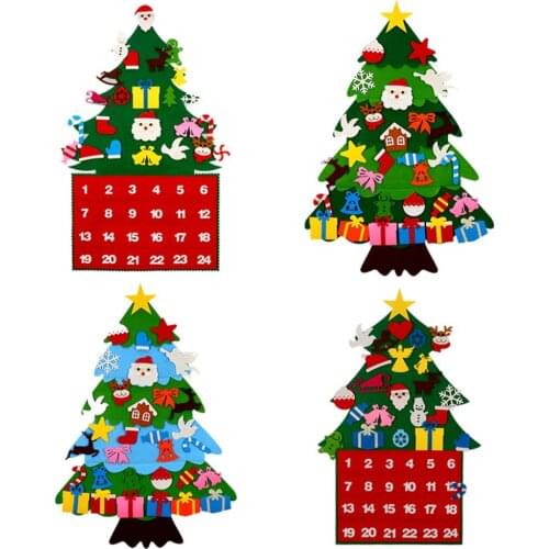 DIY Felt Christmas Advent Calendar Christmas Tree Calendar With Pockets Kids Wall Hanging Gift for Christmas Home Decoration