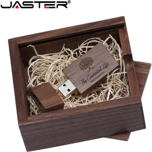 JASTER 1PCS free custom logo walnut maple wood Photo Album usb+Box usb flash drive Pendrive 8GB 16GB 32GB Wedding gift box