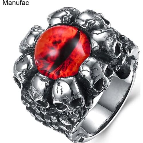 Gothic Men Ring Skull Biker Punk Rings Mens Stainless Steel Wedding Band Taitanium