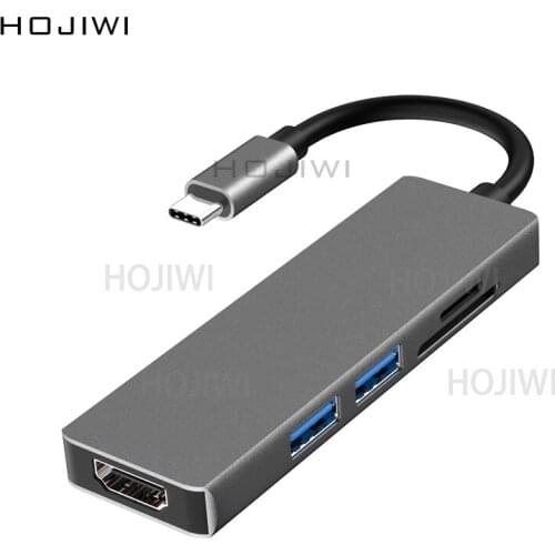 HOJIWI USB C Multi HUB C HDMI Adapter 5 in 1 USB C to USB 3.0 Dock for MacBook Pro Type C Splitter docking station laptops AA11
