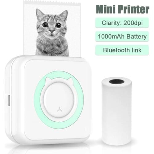 Pocket Thermal Printer Portable Mini Wirelessly BT Connect 200dpi Photo Label Memo List Printing Wireless Printer Clearly