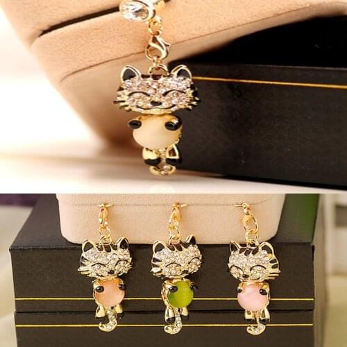 Kawaii quality Smiling Tiger With Opal Anti dust plug for cell phone cute animal ear jack earphone cap