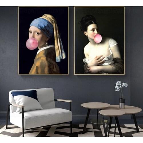 Classical European Oil Woman Canvas Fun Lips Pen Paintings Wall Abstract Landscape Wall Art Prints Posters Pictures Home Decor