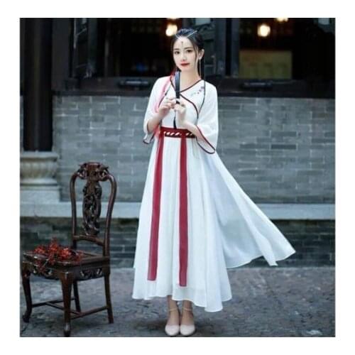 Ancient china Hanfu Girl perfect costumes Chinese princess cosplay costume Summer two-piece fairy dress chiffon dress