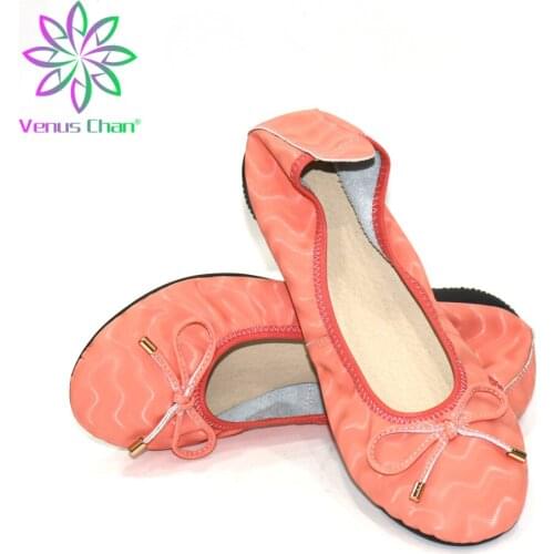 Top Sale African Women Flats Rhinestone Bowtie Decoration Roll Up Flat Shoes for Party Soft Flexible Female Shoes for Lady Girl