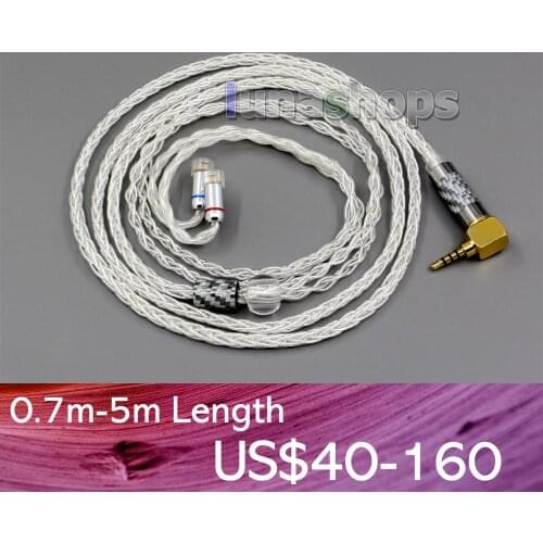 LN006347 99.99% Pure Silver XLR 3.5mm 2.5mm 4.4mm Earphone Cable For Sennheiser IE8 IE8i IE80 IE80s Metal Pin