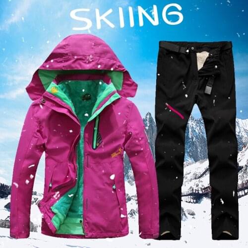Ski Suit For Women Outdoor Waterproof Thermal 2 in 1 Snow suit Skiing And Snowboarding Jackets Set Plus Size Womens Winter Suit