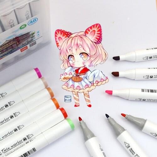 12/18/24/36/48 colors double head marker painting art markers pens Highlighter watercolor fluorescent pen drawing Art Supplies
