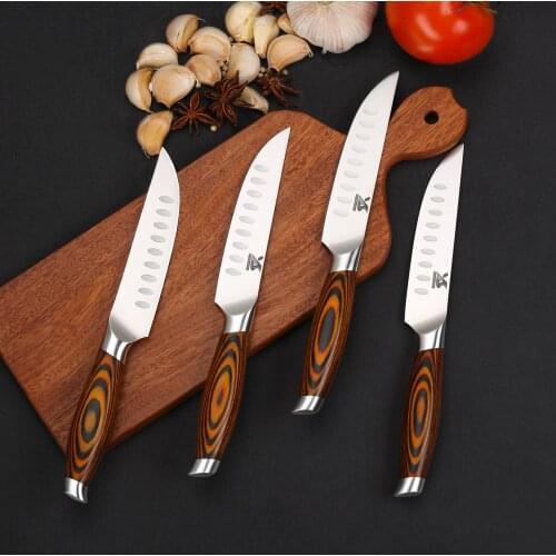 BIGSUNNY Steak Knife Set, 4-Piece, German Steel 5-Inch Blade, High End Ergonomic Handle Steakhouse Knife Set