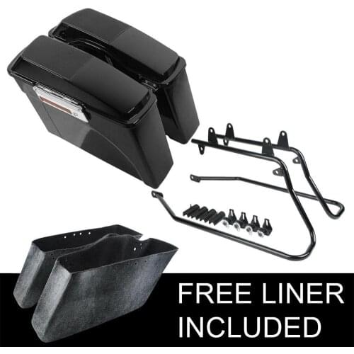 Motorcycle Vivid Black Hard Saddlebags Speaker Lid Conversion Brackets For Harley Softail Fat Boy 1986-2013