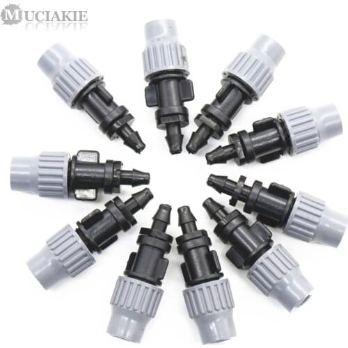 MUCIAKIE 100PCS 2 Types of Adjustable Micro Misting Nozzle with 4/7mm Barb for Garden Irrigation Mist Spray Garden Sprinklers