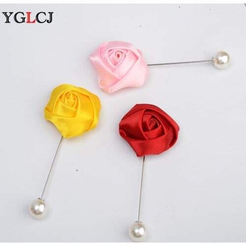 2021Fashion Cloth Rose Brooch Brooch Men And Women Flower Pearl Brooch Shirt Collar Collar Flower Accessories