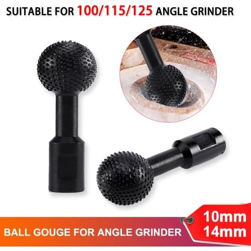 Ball Gouge Spherical Spindles Shaped Drill Bit Woodworking Gouge Wood Work Carving Attachment for 100/115/125mm Angle Grinder