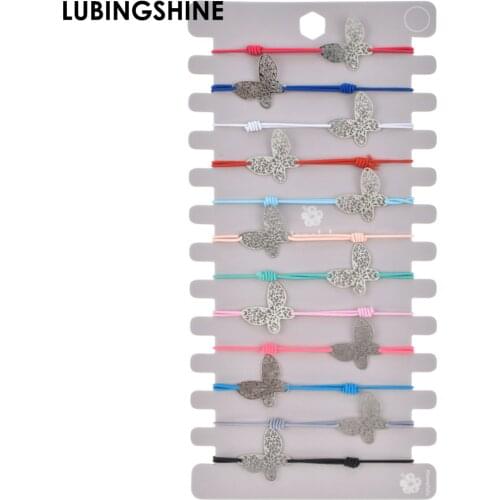 12pcs/Set Handmade Braid Rope Chain Bracelet Set Gold Color Butterfly Owl Charms Bracelet for Women Girls Elastic Cuff Jewelry