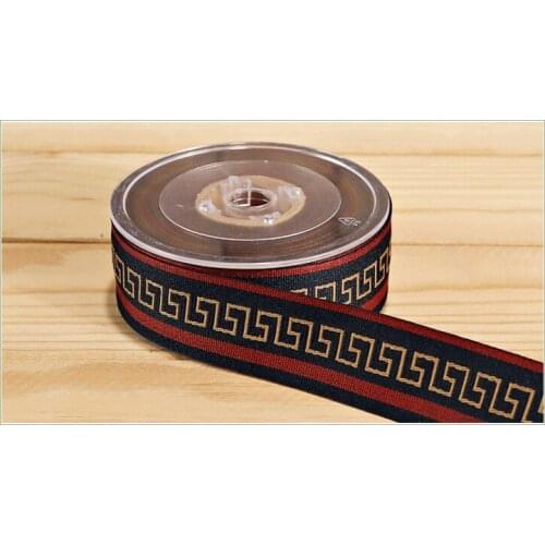 NEW Wholesale 33MMx100yards Gentleman Chain design Embroidery webbing handmade accessories DIY polyester woven Jacquard Ribbon