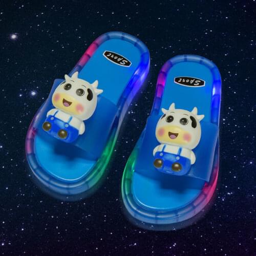 NEW Girl Slippers Children LED Garden Shoes Kids Slippers Baby Bathroom Sandals Kids Shoes for Girl Boys Light Up Blue Shoes
