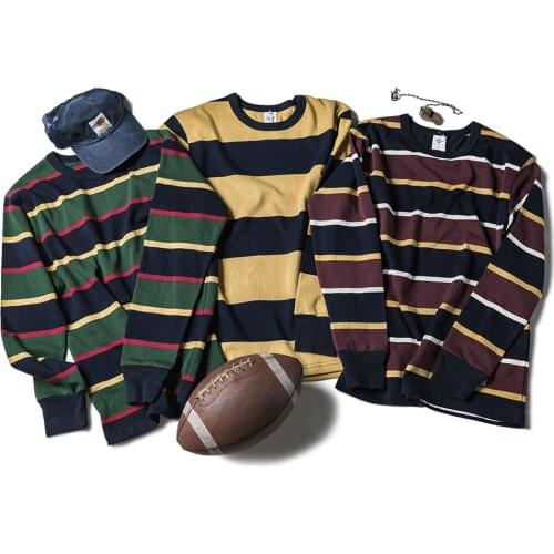 Non Stock Heavyweight Cotton Ivy Style Stripe Long Sleeve T-Shirt