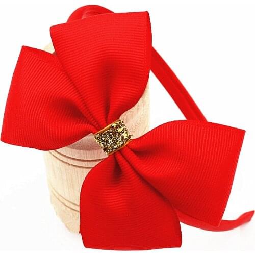 New Fashion Ribbon Girls Bow Headband Childrens Candy Colors Hair Band Ribbon Bow Handmade Solid Head hoop Hair Accessories