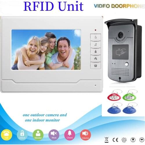 Fingerprint RFID Password IR Camera Access Unlock Video Door Intercom 7 Inch Monitor Video Door Phone Doorbell Entry System
