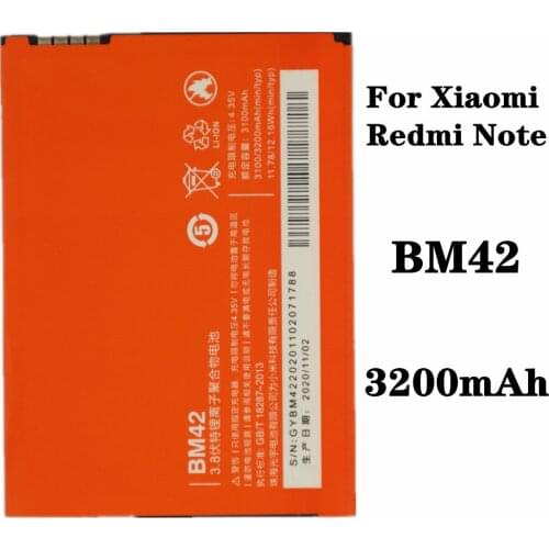 Redrice Note Battery For Xiaomi Redmi Note Hongmi Note Mobile Phone Battery 3200mAh BM42 High Quality Batteries