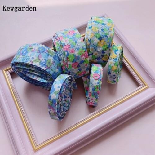 Kewgarden 3cm 30mm DIY Hair Bowknot Corsage Accessories Print Flower Ribbon Handmade Tape Gift Packing Webbing 5 Meters