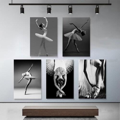 Scandinavian Style Ballet Dancer Poster Black Whiter Pictures Painting Canvas Fresh Home Wall Art for Living Room Artwork Decor