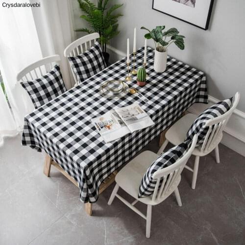 Buffalo Plaid Linens Fabric Table clothes Rectangular Tablecloth Brithday Dining Table Cloth Black White Cotton Party Small