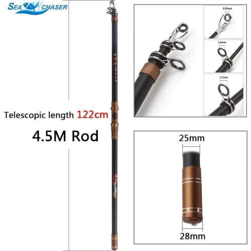 3.9M 4.5M Long shot carp telescopic fishing rod High Carbon Extra heavy rod Oversized Guide system sea fishing Fishing Tackle
