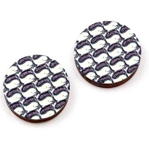 Unique 3D Geometry Embossed 16mm Round Coloured Drawing pattern Laser Cut wood Cabochon DIY for Rings, Earring,Brooch,Necklace