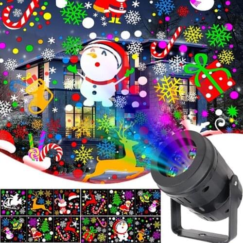 Waterproof LED Christmas Decor Projector Light 12/20 Patterns Disco Stage Light Laser Snowflake Santa Claus Projection Outdoor