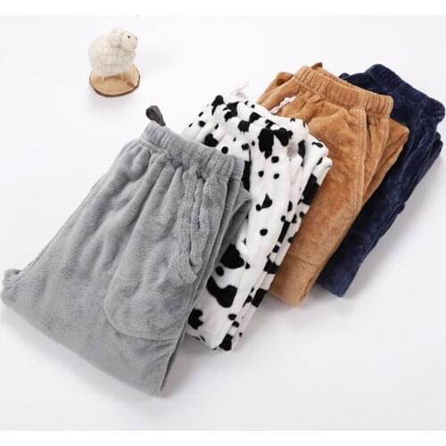 Womens Trousers Winter Flannel Pants For Pajamas M-XXL Large Thicken Warm Sleep Pant Bottoms Multiple Styles Couple Lounge