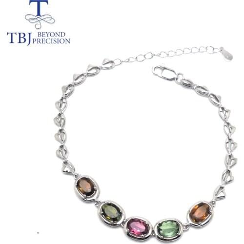 TBJ,new style 925 sterling silver natural Multi-color tourmaline bracelet fine jewelry for woman Wedding party or daily wear