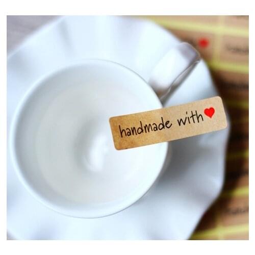 360 stickers/lot diameter 45x13mm Hand Made with Love Self-adhesive kraft paper sealing label sticker, Item No.TK22