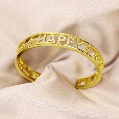 5Pcs Fashion zircon HAPPY jewelry Bangle Crystal Bangle Bracelet Fashion Jewelry bangle jewelry Star Women bangle 8462