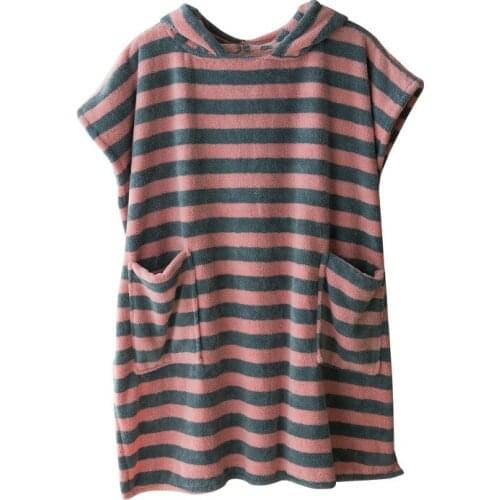 Drop shipping Stripe Microfiber Robe Poncho Beach Towel Hooded Quick Dry Bath Towel For Swim Bathrobe 83*78cm Adult