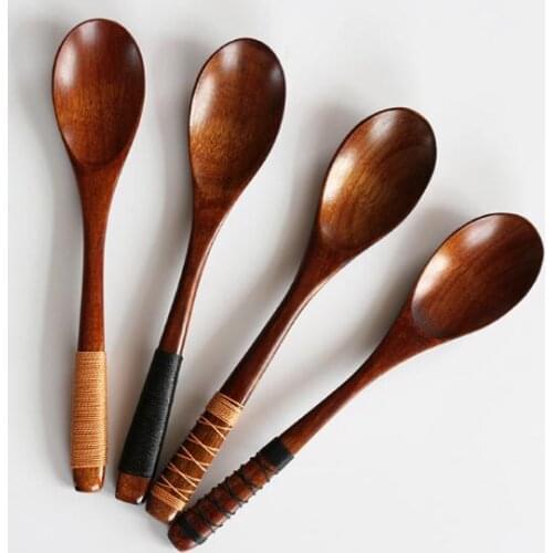 20*4cm Natural freshness wooden spoon Japanese-style export tableware phoebe nees long-handled wrapped line spoon handmade