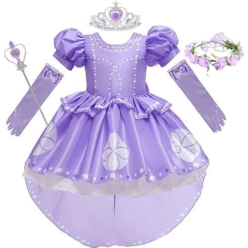 Boutique Princess Sofia Costume for Girls Puff Sleeve Cosplay Dresses Christmas Sofia Dress Sophia Dress Up Big Bow