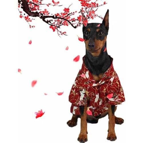 Pet Dog Japan Style Kimono Shirt Puppy Summer T-shirt Clothes for Small Medium Dogs Minlature Pinscher Shiba Inu Pug GZC09