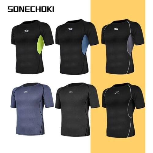 Compression Shirt Men Quick Dry Short Sleeve Sportwear For Men Gym Clothing Running Fitness Top Football Workout Jersey Loose