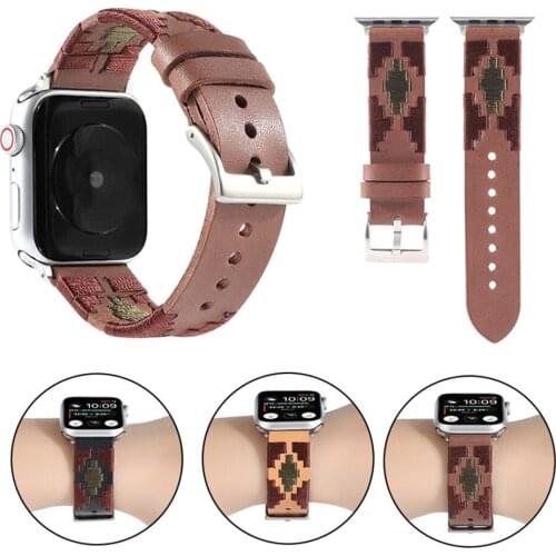 Leather Strap for Apple Watch 6 Band SE 5 40mm 44mm Weave Rope Bracelet for iWatch Series 6 Straps 4 3 38mm 42mm Belt Watchbands