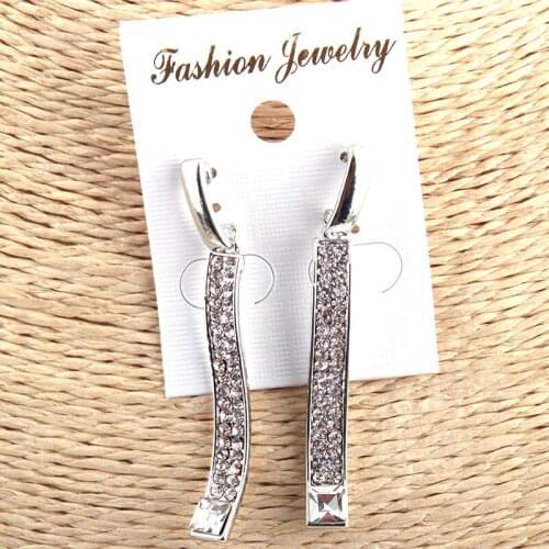 MOODPC Free shipping Fashion Long Crystal Metal Stud Earring