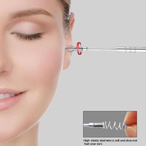 Steel Ear Plug Spoon 6-Piece Screw Set Rotary Earpick Ear Cleaner Portable Ear Pick Baby Adult Ear Care Set