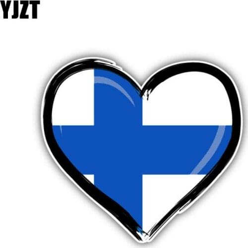 YJZT 13CM*12CM Car Window Cute Heart Finland Flag Car Sticker PVC Decal 6-1332