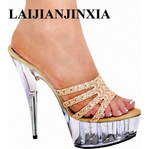 New 15cm high heels/princess shoes, waterproof platform crystal shoes, runway shows, dancing and dancing womens shoes