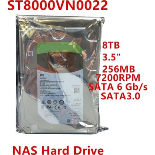 New HDD For Seagate Brand 8TB 3.5" SATA 6 Gb/s 256MB 7200RPM For Internal HDD For NAS HDD For ST8000VN0022