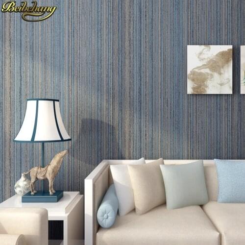 Beibehang papel de parede 3d blue stripes solid wallpaper modern striped wall paper roll wallpapers for living room decoration