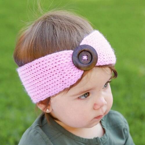Hair Bandage Tie Band Headband Bow Turban For Children Newborn Kids Headwear Baby Girl Accessories Buttons Wool