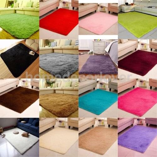 Fluffy Rug Anti-Skid Shaggy Area Rug Home Bedroom Carpet Floor Mat 16 Colors