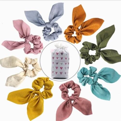 Colorful Girls Chiffon Bow Knot Elastic Hair Bands Ponytail Holder Scrunchie Women Rubber Bands Ties Fashion Hair Accessories
