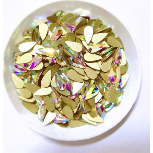 Top Quality Teardrop Shaped Rhinestone Diamond Flat Bottom Rhinestones Glitter Glass Nail Art Crystal 3D Nail Art Decoration